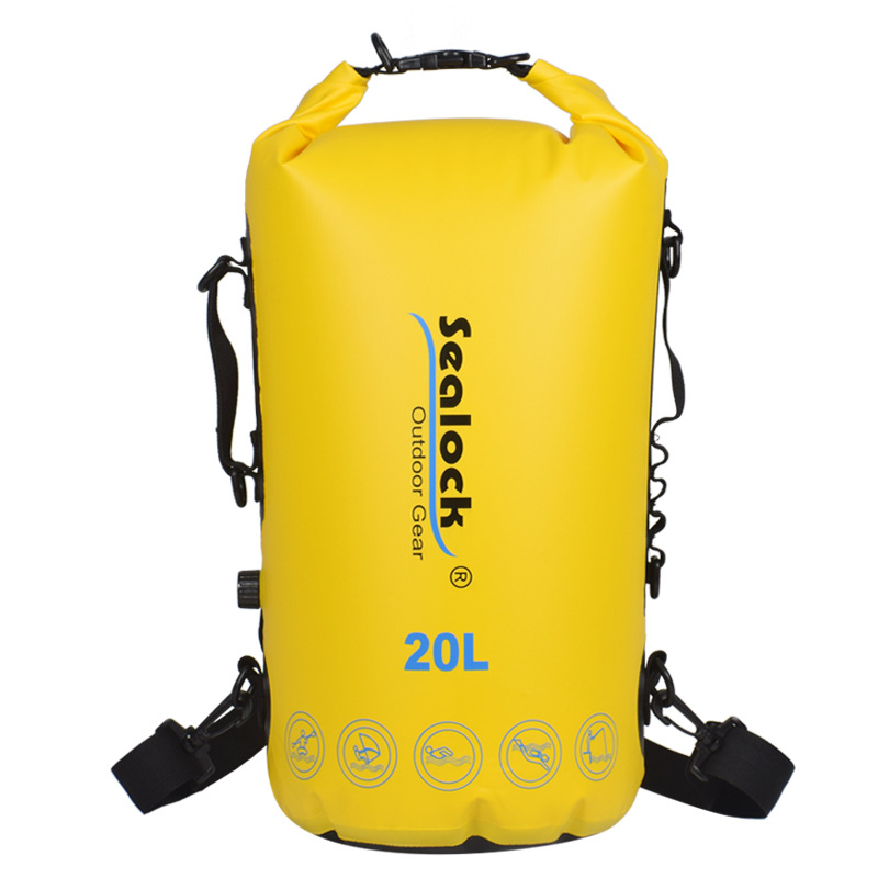 Geantă uscată de 15 l / 20 l, cu rulare, impermeabilă, cu curele pentru rucsac (IPX7)