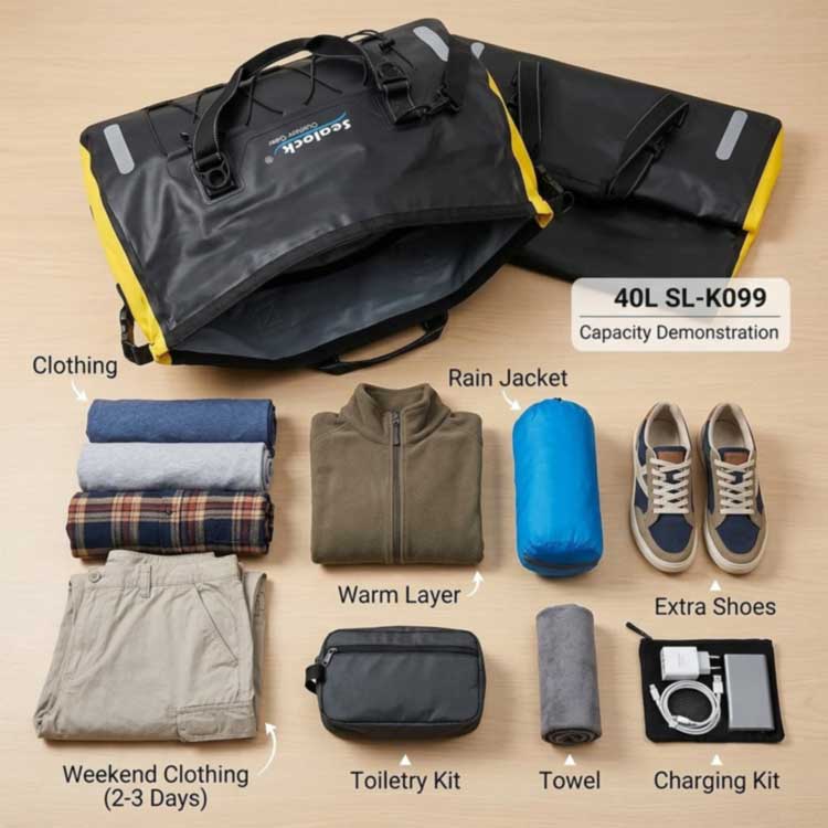 Geantă impermeabilă de 40 L: Ghid de capacitate pentru aventurile de weekend