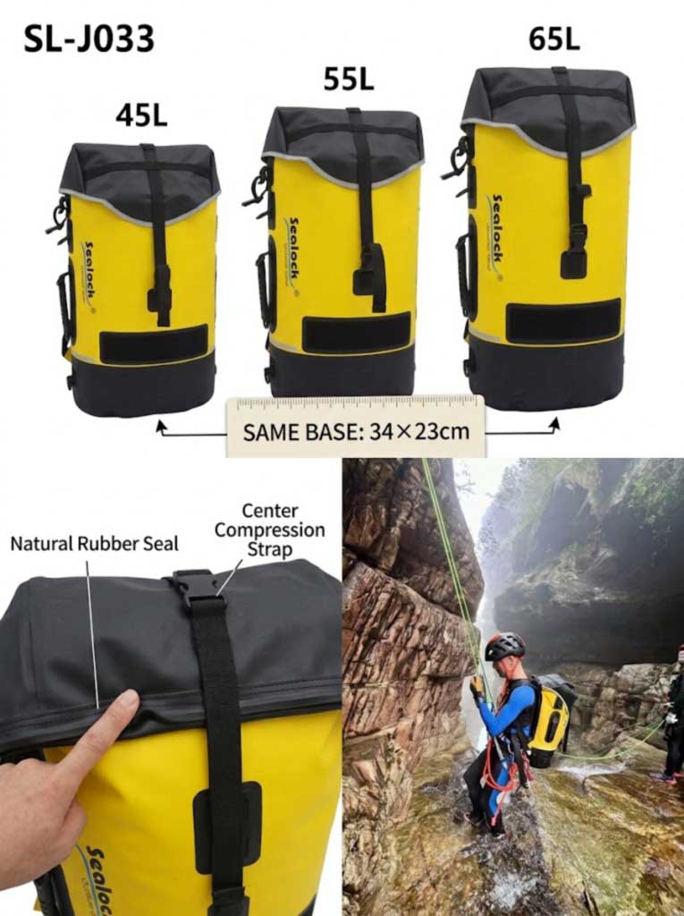 Producător de rucsacuri pentru speologie și canyoning: pachete sudate IPX8 pentru mărcile de expediție