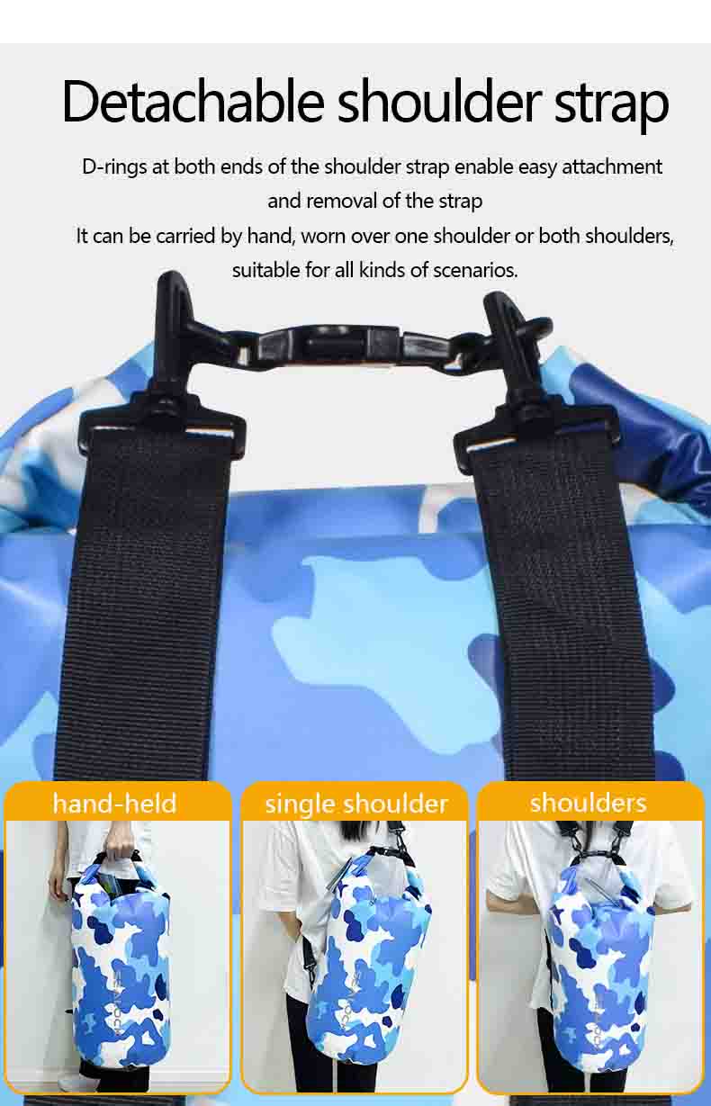 There ways to carry bule camo Waterproof Dry Bag