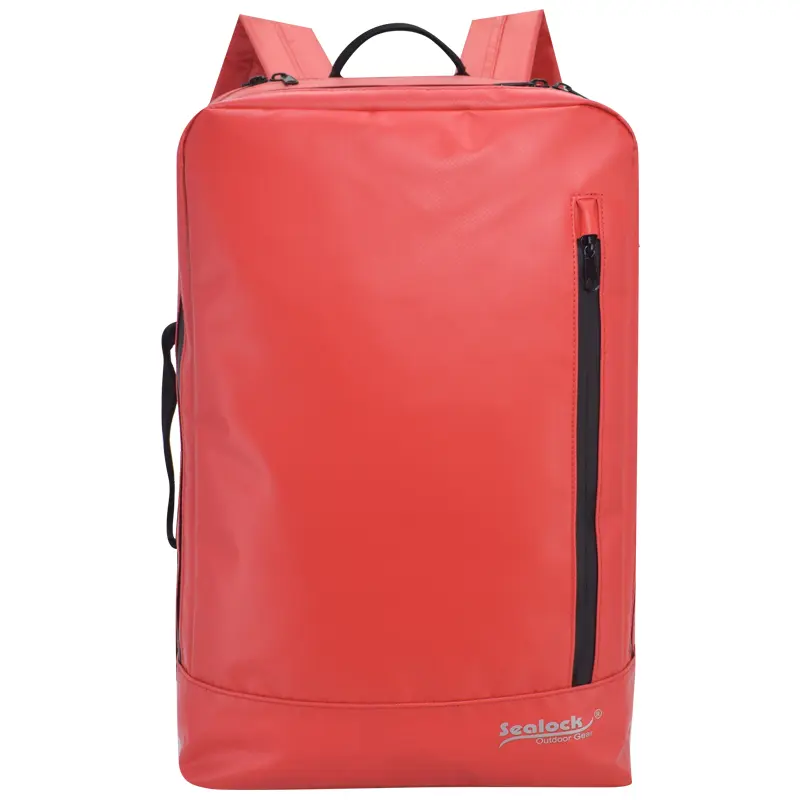Rucsac pentru laptop business rezistent la apă, cu fermoar în două direcții și manșon pentru cărucior
